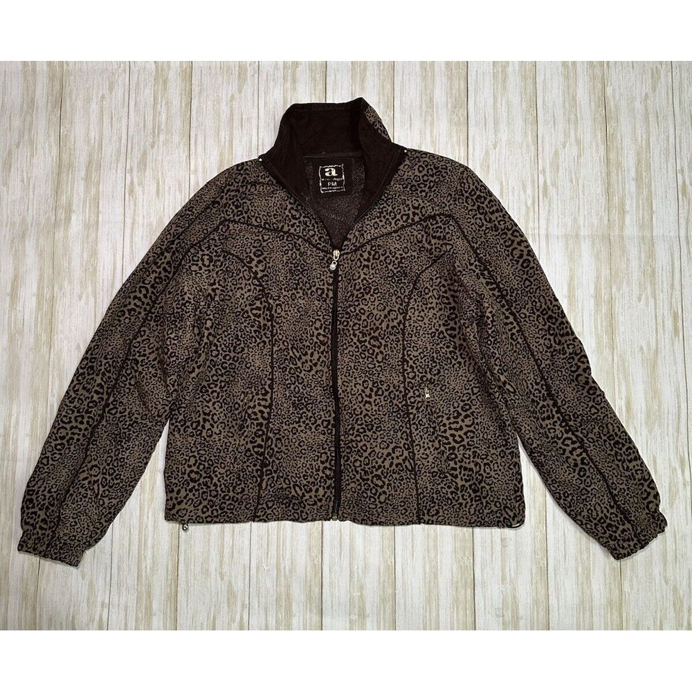 Activology Womens Leopard Print Jacket Full Zip Plus Size PM Pockets‎ Brown - Picture 4 of 12